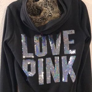 Victoria’s Secret PINK Faux Fur limed Zip Up SizeS